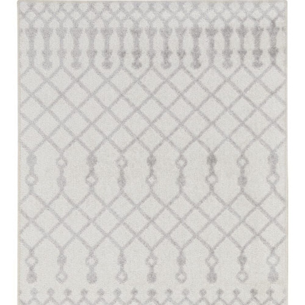 12′ Gray and Ivory Moroccan Washable Runner Rug