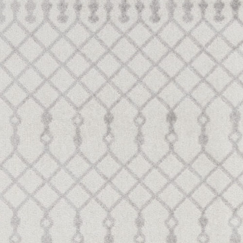 12′ Gray and Ivory Moroccan Washable Runner Rug