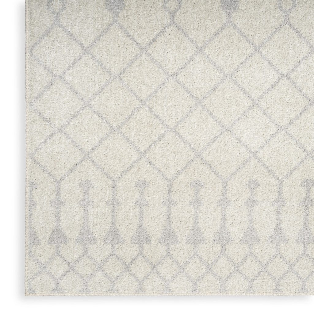 12′ Gray and Ivory Moroccan Washable Runner Rug