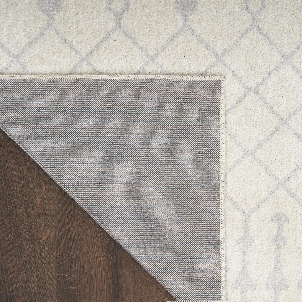 12′ Gray and Ivory Moroccan Washable Runner Rug