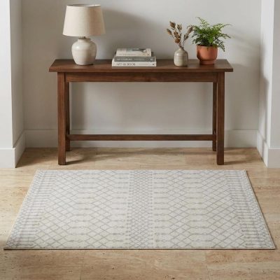 3′ X 5′ Gray and Ivory Moroccan Washable Area Rug