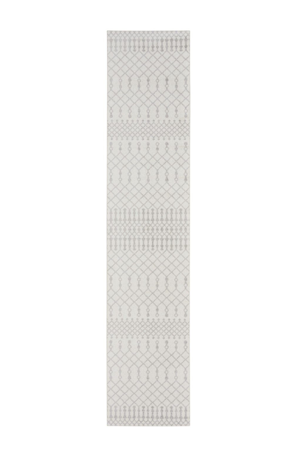 8′ Gray and Ivory Moroccan Runner Rug
