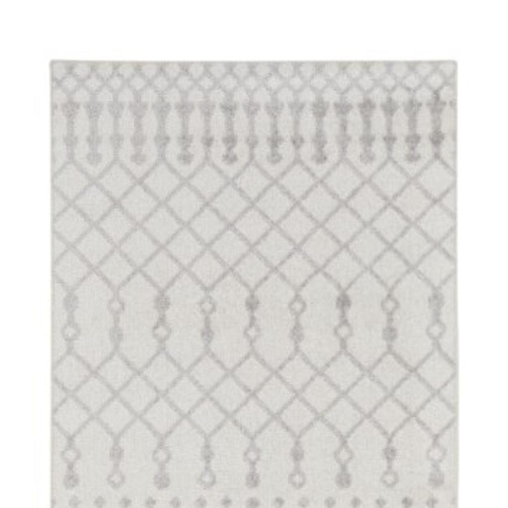 8′ Gray and Ivory Moroccan Runner Rug