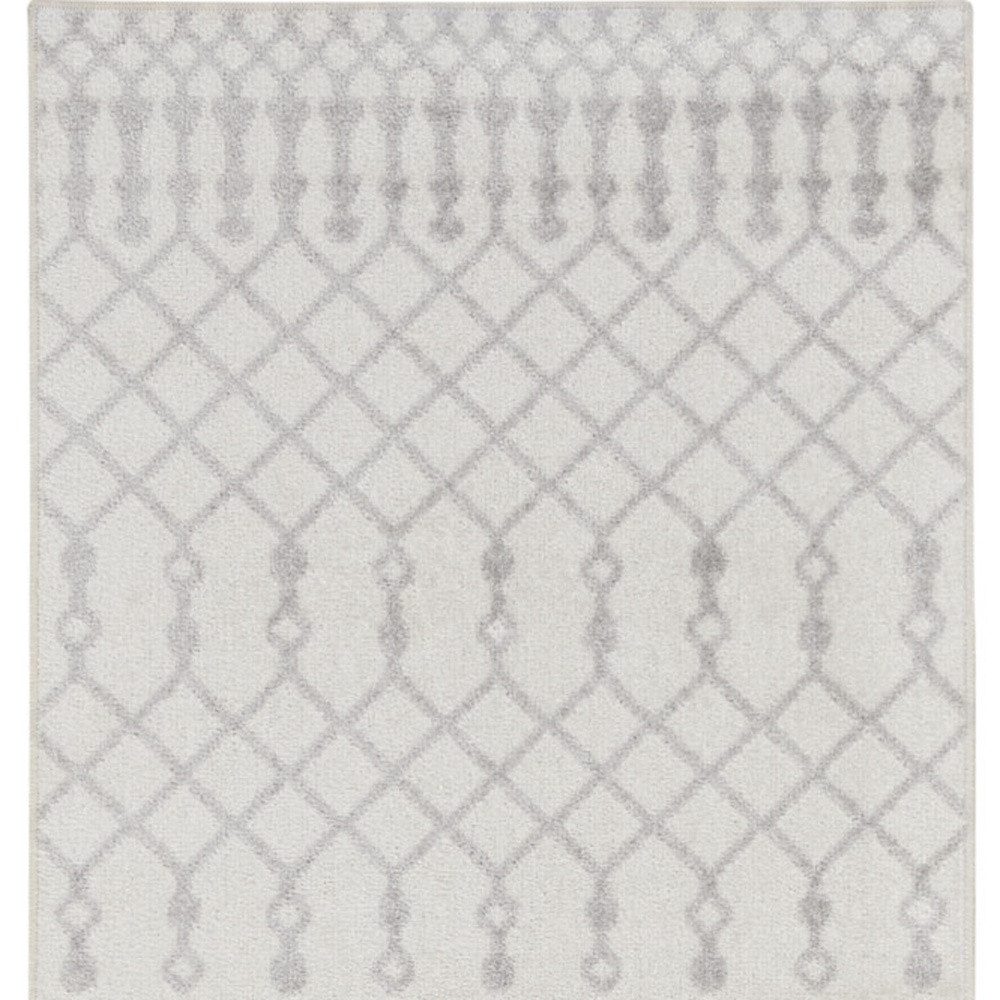 8′ Gray and Ivory Moroccan Runner Rug