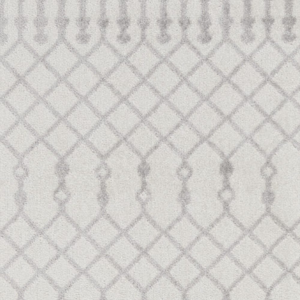 8′ Gray and Ivory Moroccan Runner Rug