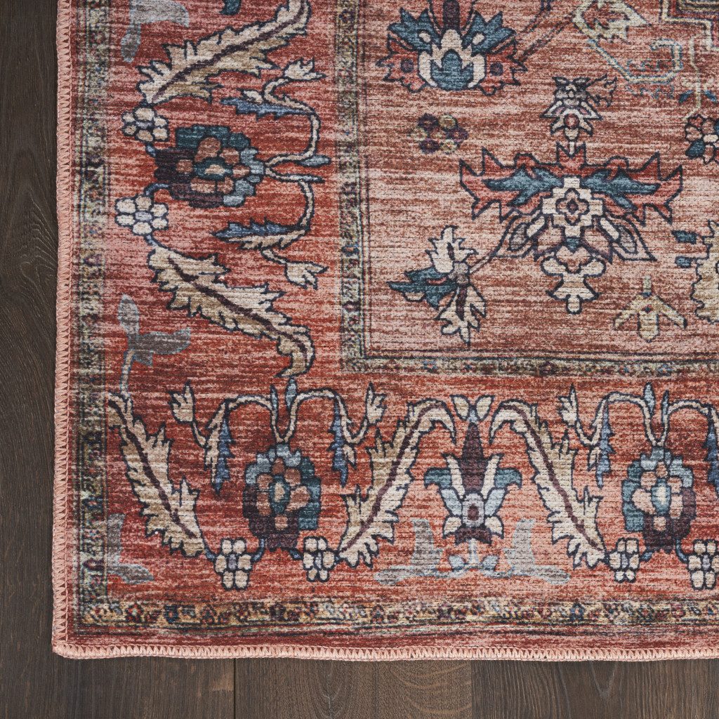 4′ X 6′ Blue and Red Distressed Oriental Area Rug