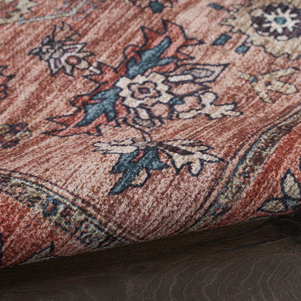 4′ X 6′ Blue and Red Distressed Oriental Area Rug