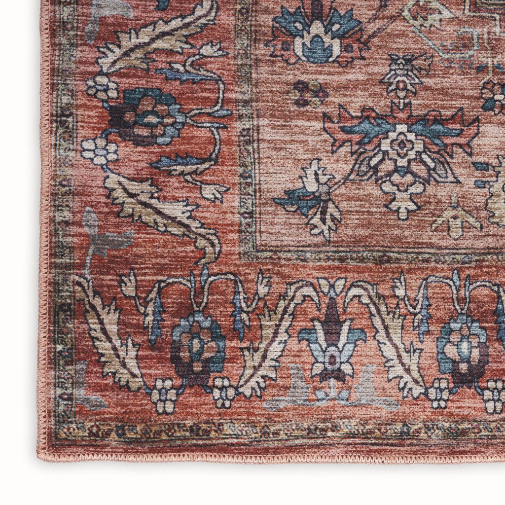 4′ X 6′ Blue and Red Distressed Oriental Area Rug
