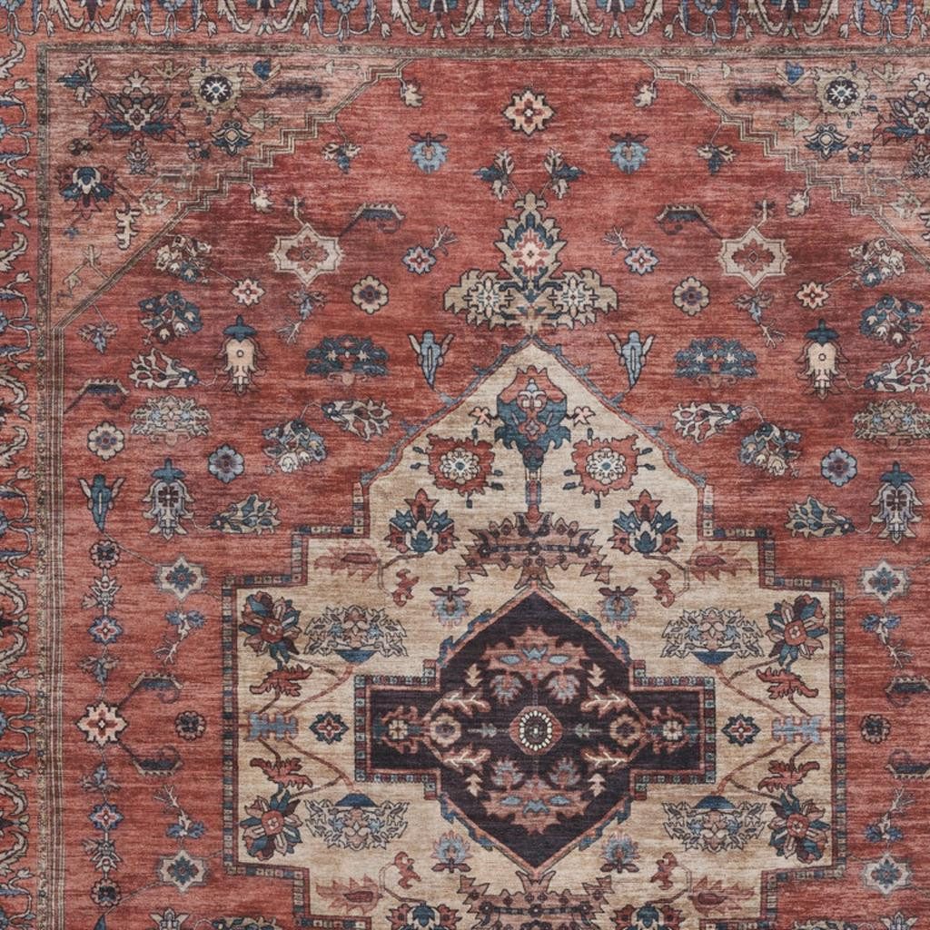 8′ X 10′ Blue and Red Distressed Oriental Area Rug