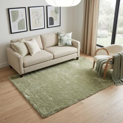 5′ × 7′ Green Shag Area Rug