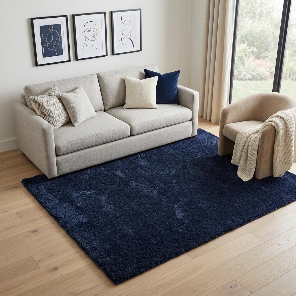 5′ X 7′ Navy Blue Shag Area Rug