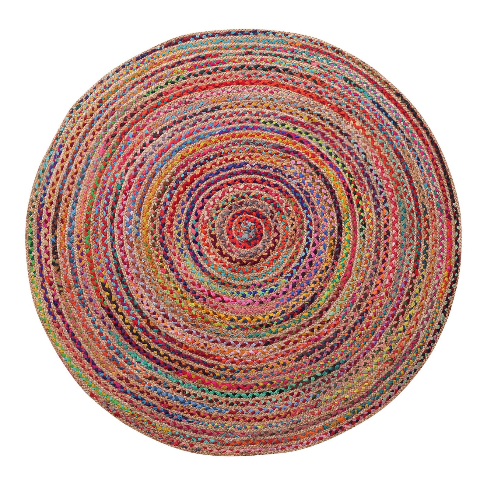 Multicolor Cotton and Jute Braided Area Rug