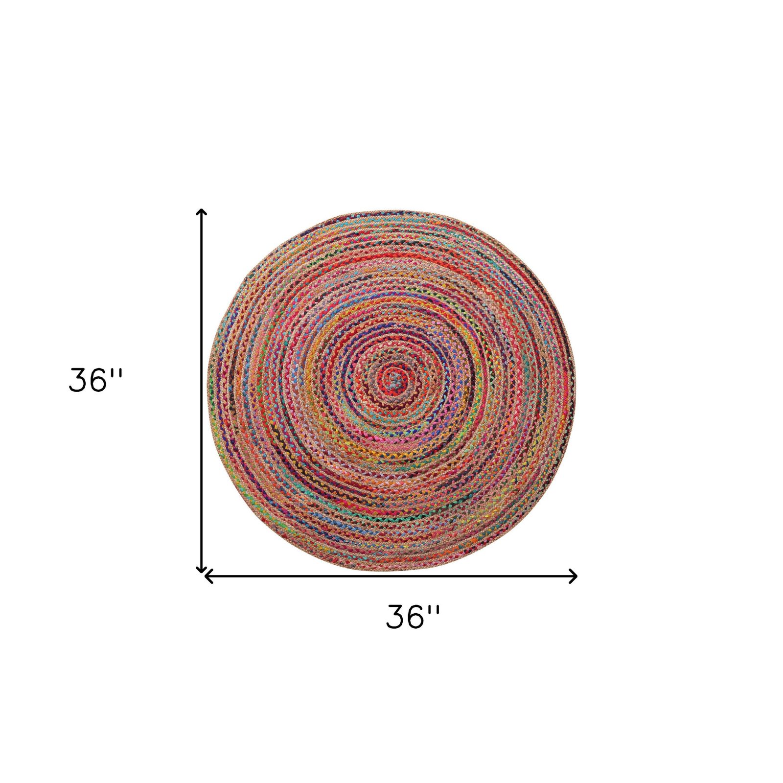 Multicolor Cotton and Jute Braided Area Rug