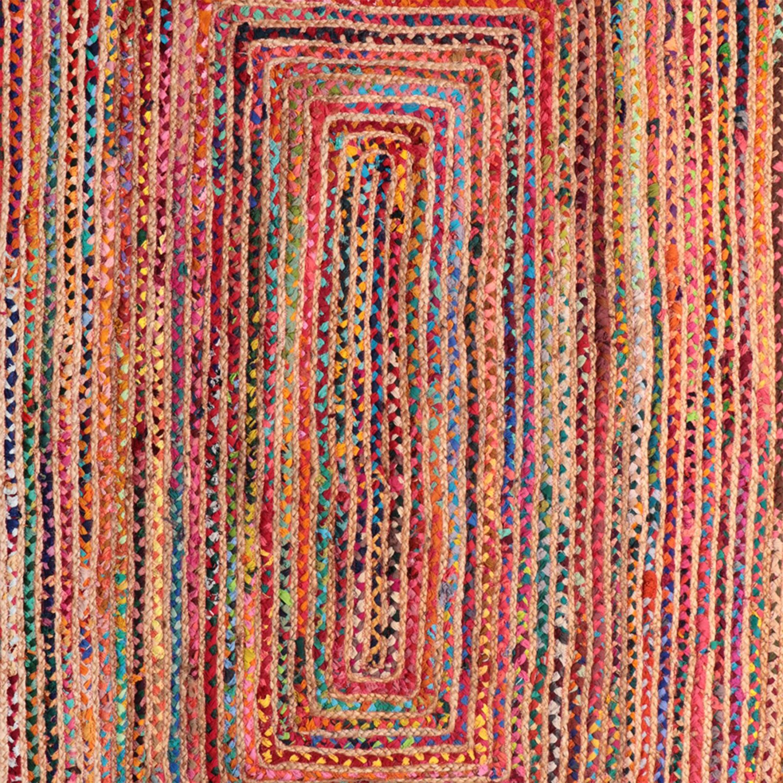 Multicolor Cotton and Jute Braided Area Rug