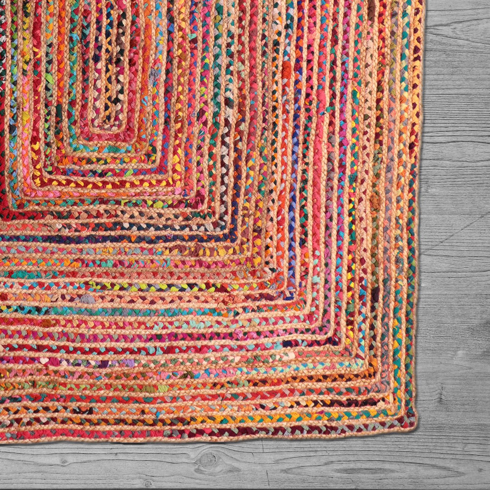 Multicolor Cotton and Jute Braided Area Rug