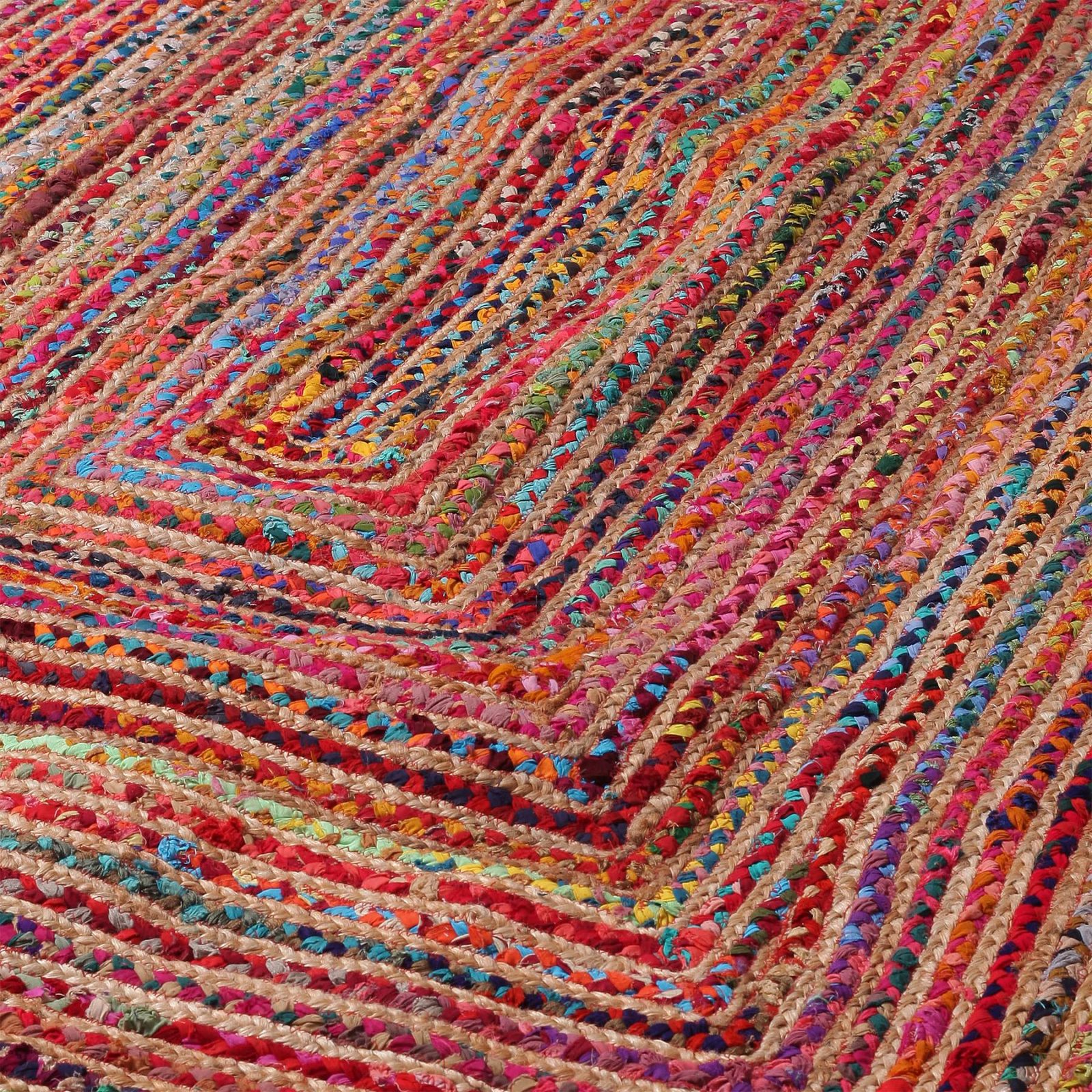 Multicolor Cotton and Jute Braided Area Rug