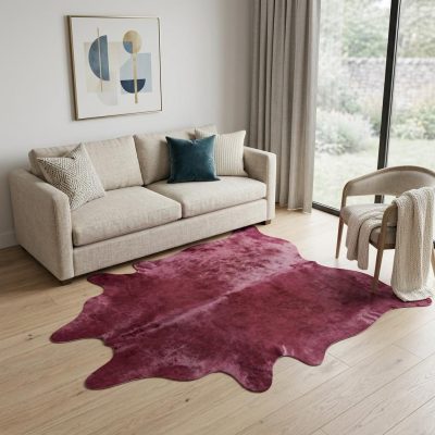 6′ X 7′ Fuchsia Cowhide Hand Knotted Area Rug