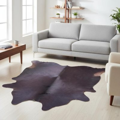 6′ X 7′ Lavender Cowhide Hand Knotted Area Rug