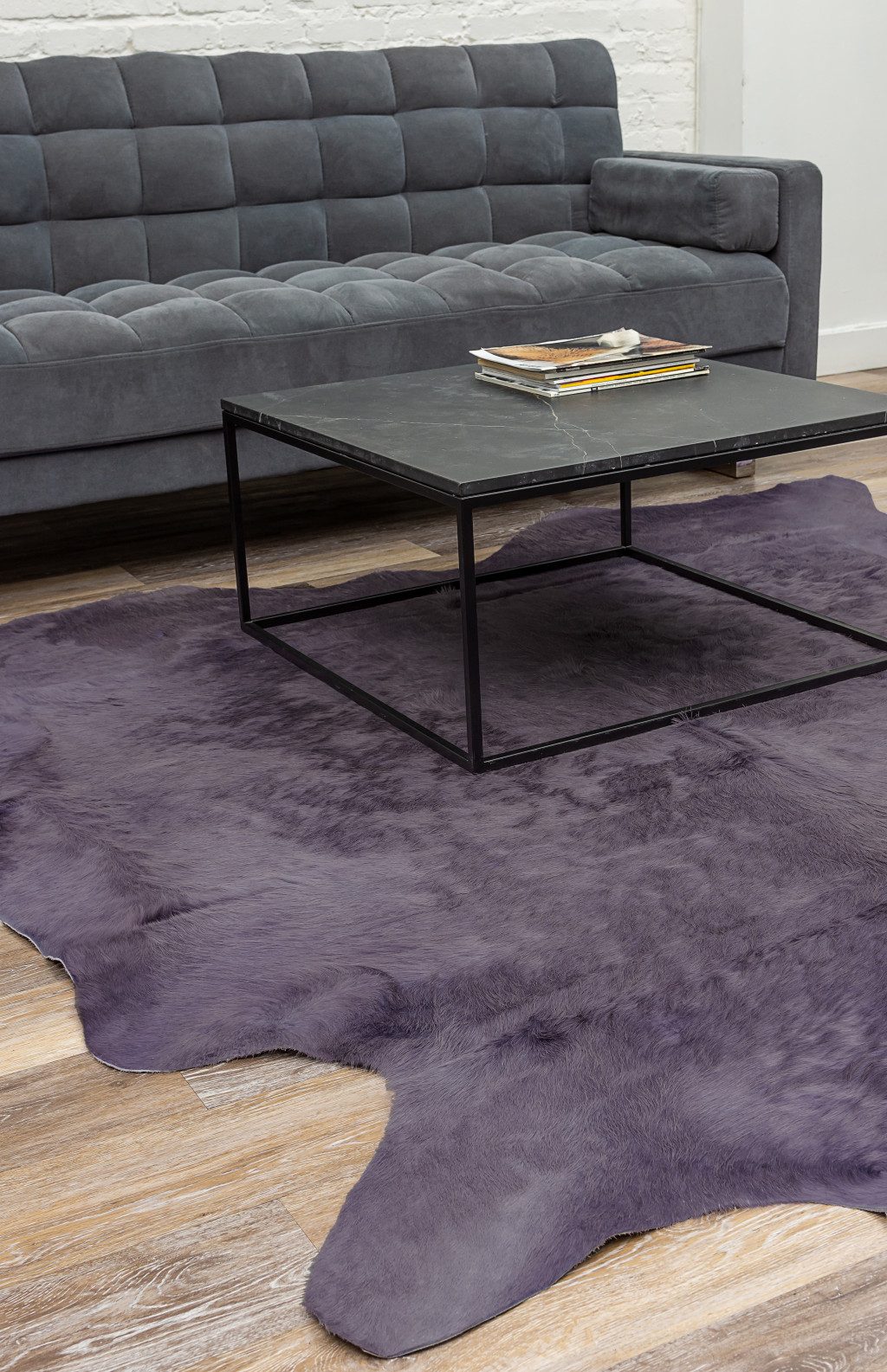6′ X 7′ Lavender Cowhide Hand Knotted Area Rug