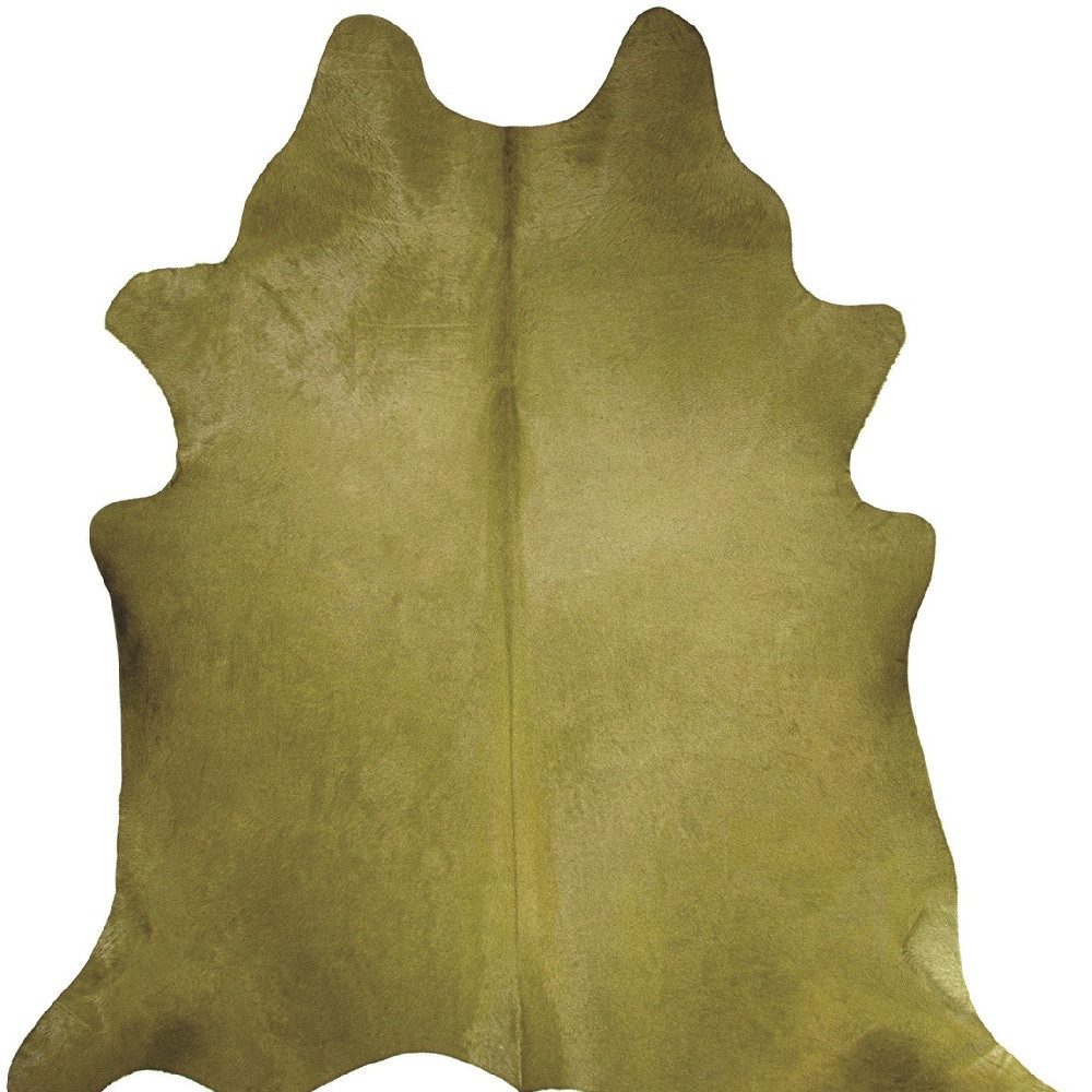 6′ X 7′ Lime Green Cowhide Hand Knotted Area Rug