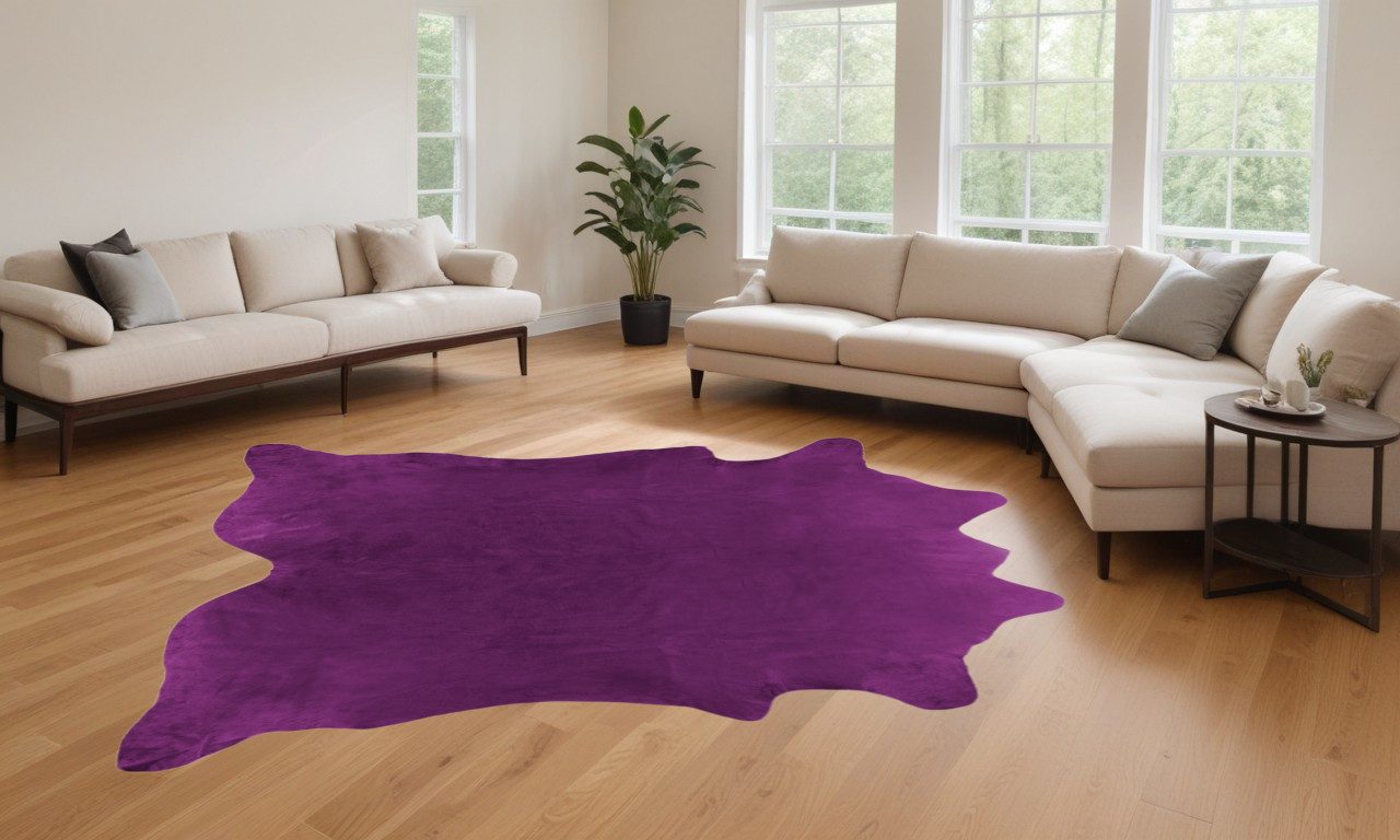 6′ X 7′ Plum Cowhide Handmade Area Rug