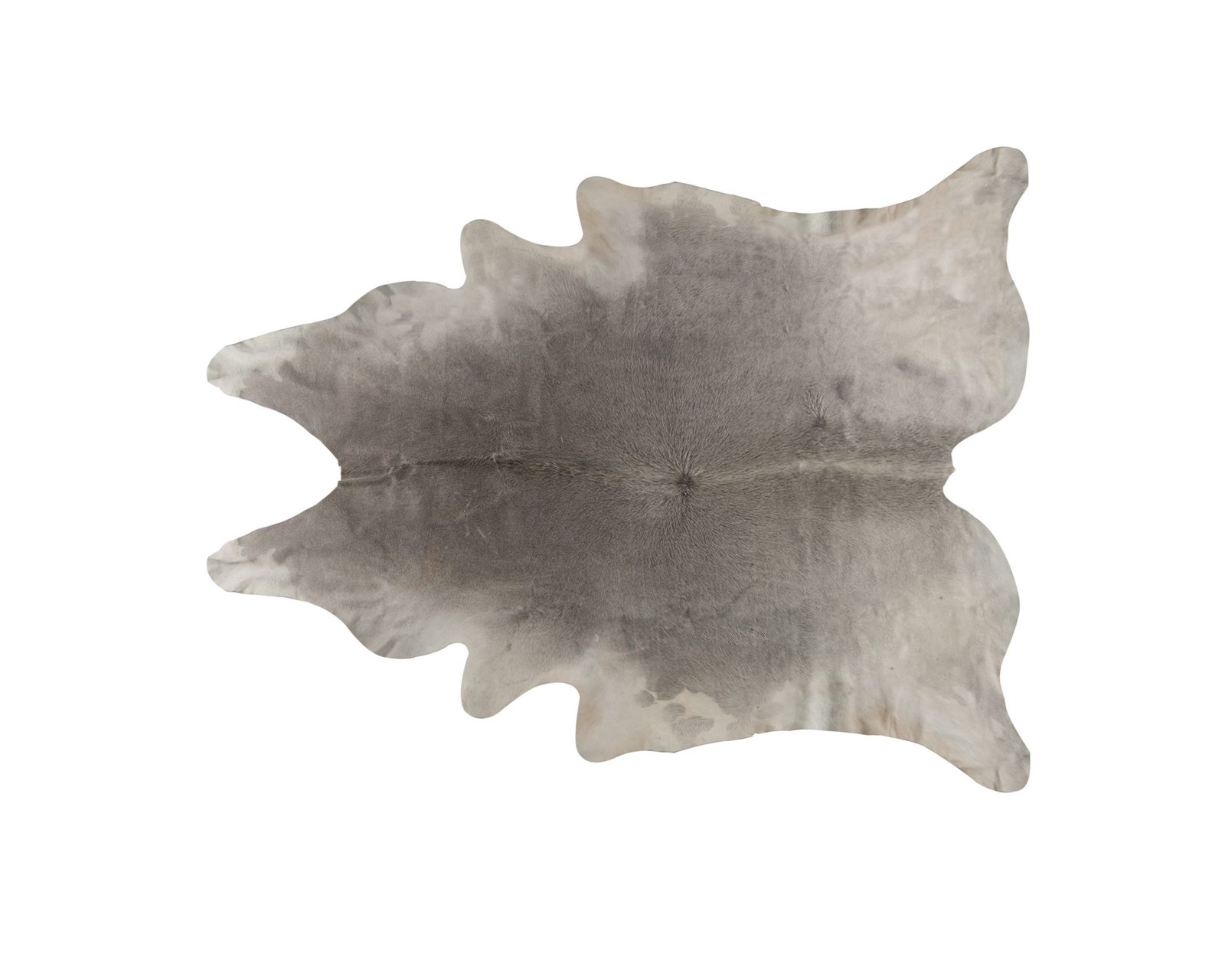 6′ X 7′ White and Gray Cowhide Area Rug
