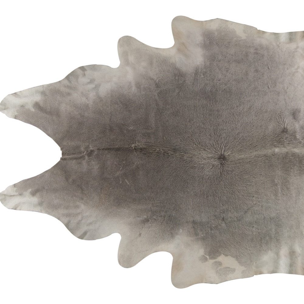 6′ X 7′ White and Gray Cowhide Area Rug