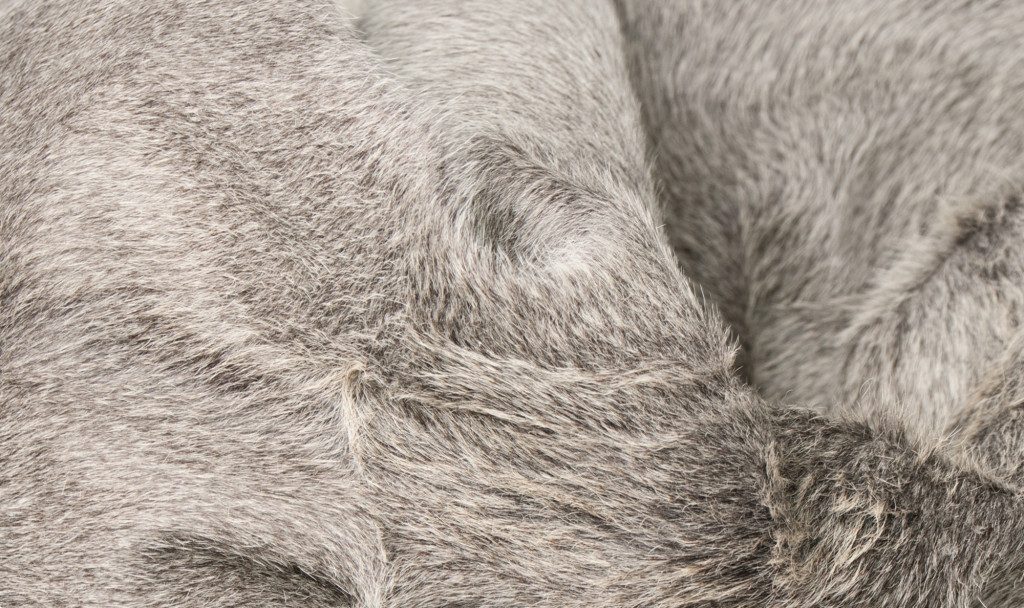6′ X 7′ White and Gray Cowhide Area Rug