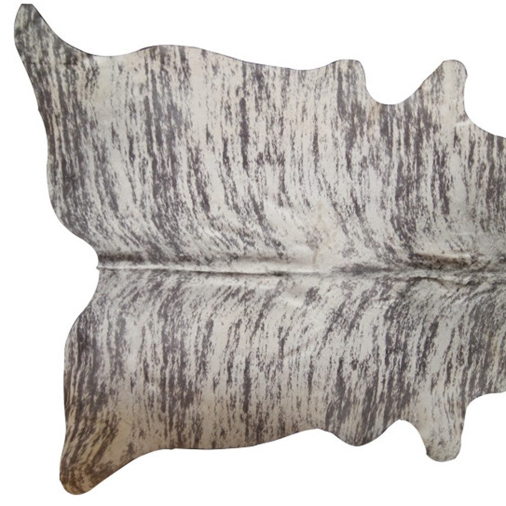 6′ X 7′ Ivory and Gray Cowhide Striped Area Rug