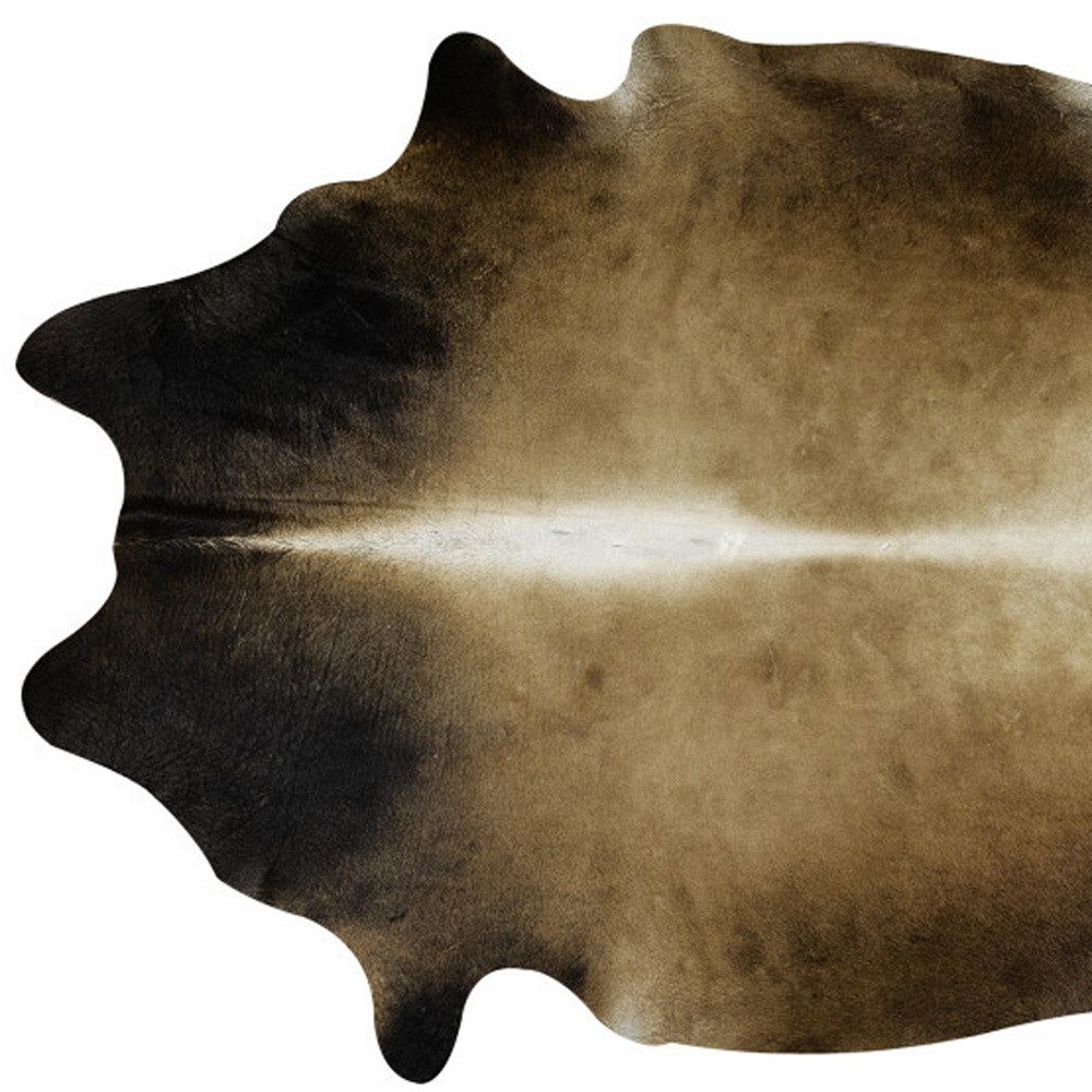 6′ X 7′ Dark Tan Cowhide Hand Knotted Area Rug