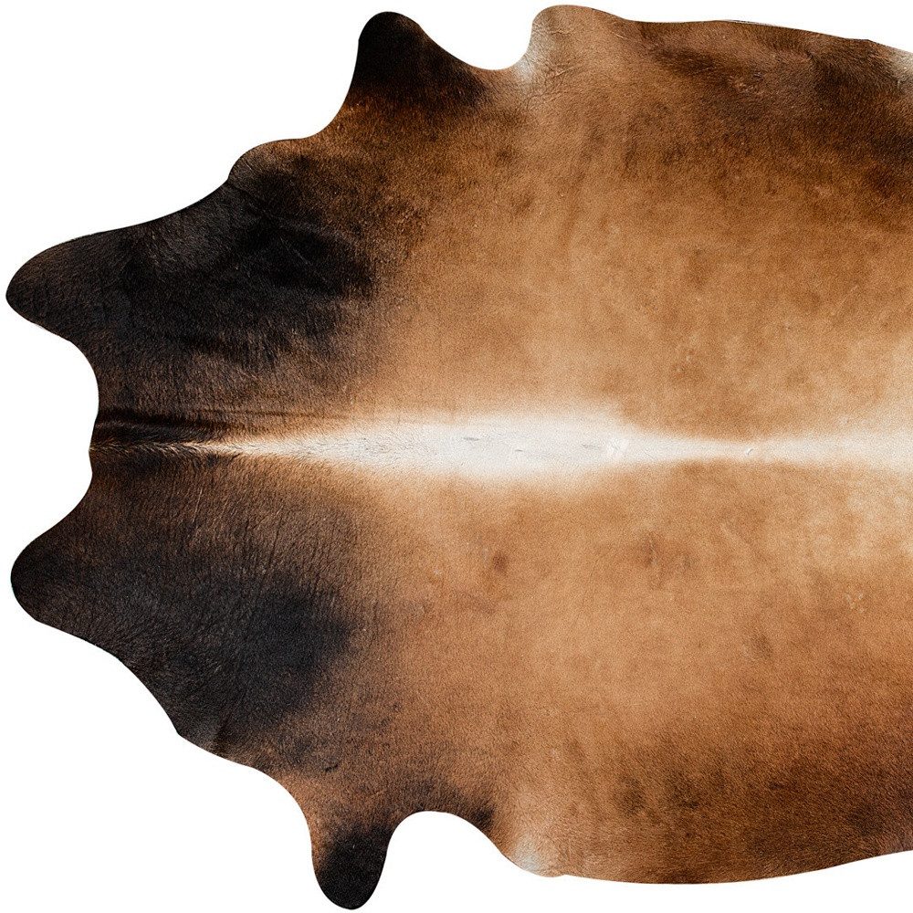 5′ X 7′ Dark Brown and Tan Cowhide Area Rug