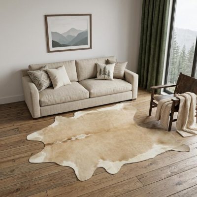 5′ X 7′ Brown and White Cowhide Area Rug V