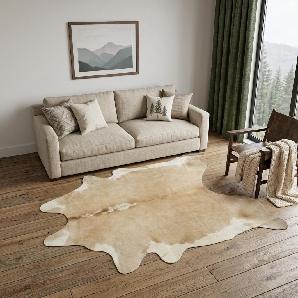 5′ X 7′ Brown and White Cowhide Area Rug V