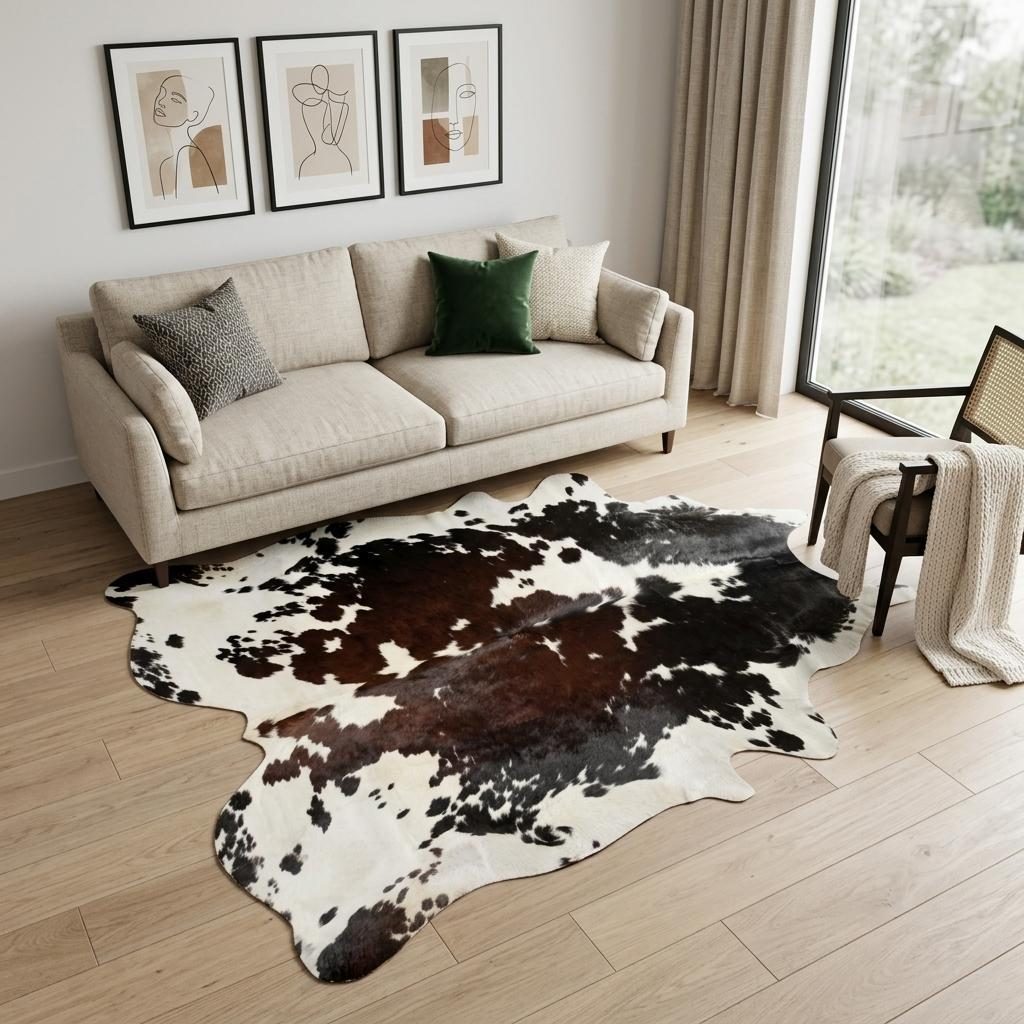 5′ X 7′ Brown and White Cowhide Area Rug IV