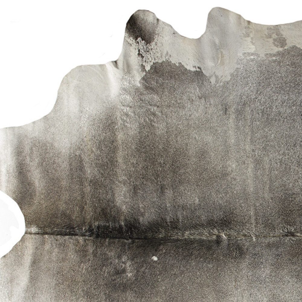 5′ X 7′ Gray and White Cowhide Hand-Knotted Area Rug
