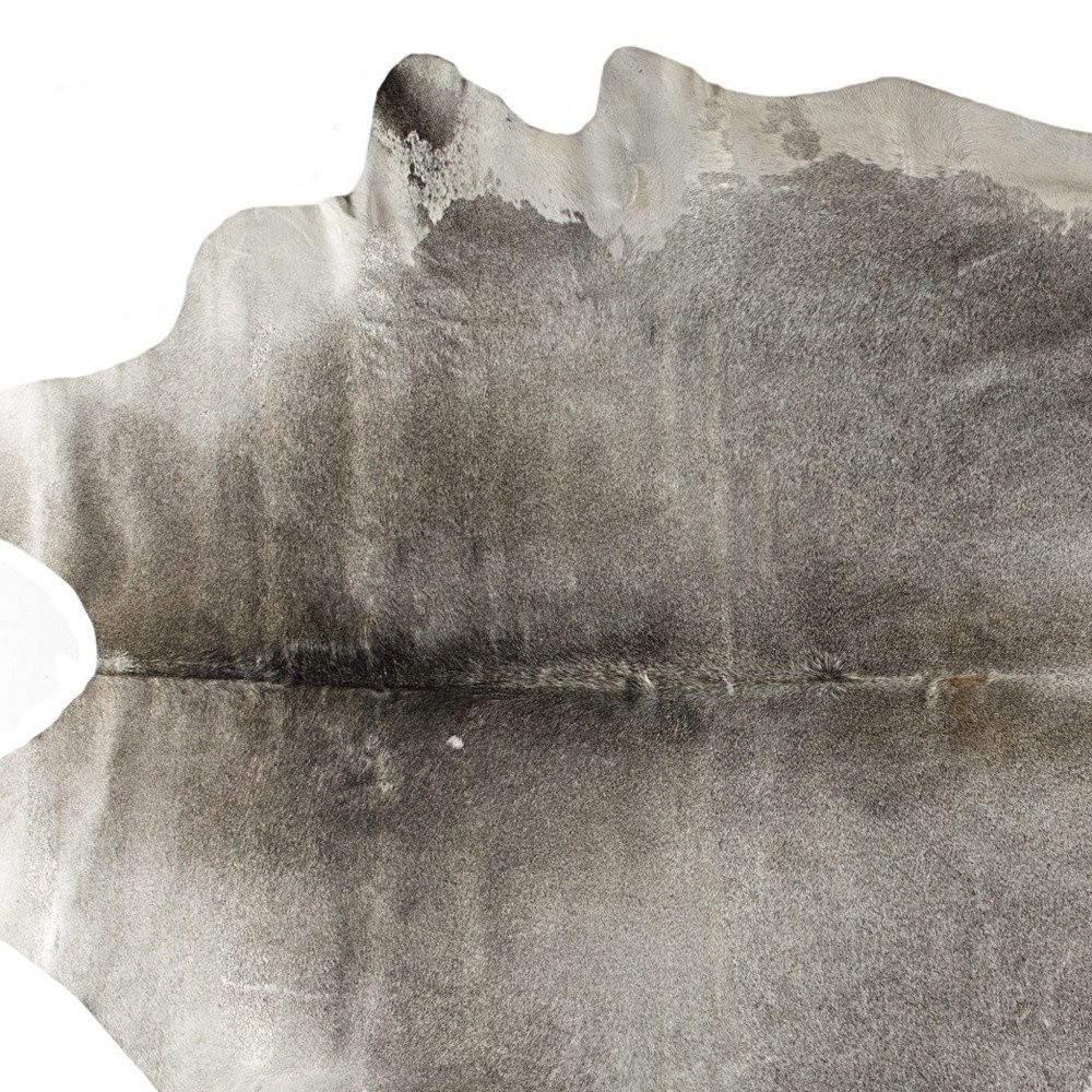 5′ X 7′ Gray and White Cowhide Hand-Knotted Area Rug