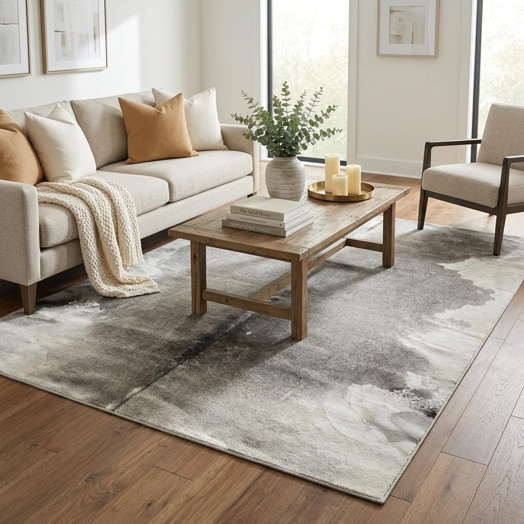 5′ X 7′ Gray and White Cowhide Hand-Knotted Area Rug
