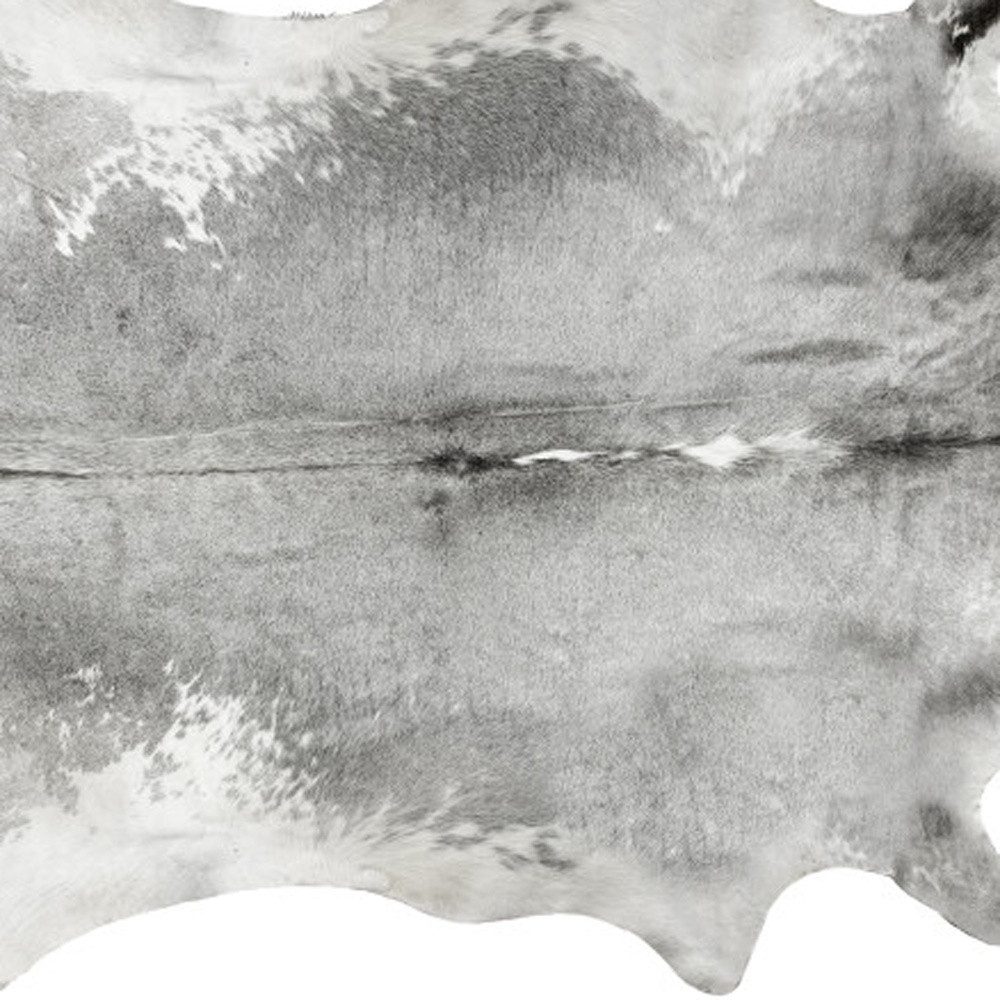6′ X 7′ Gray and White Cowhide Area Rug