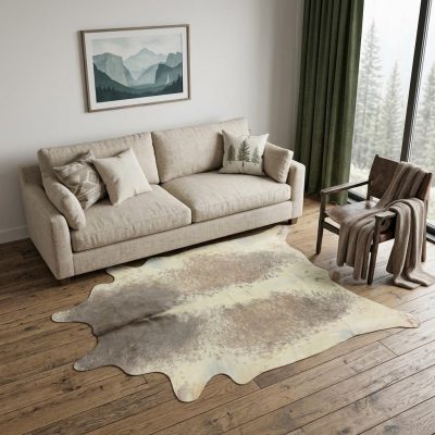 6′ X 7′ Brown and White Cowhide Area Rug III