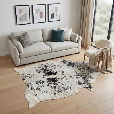 5′ X 7′ Black and White Cowhide Area Rug