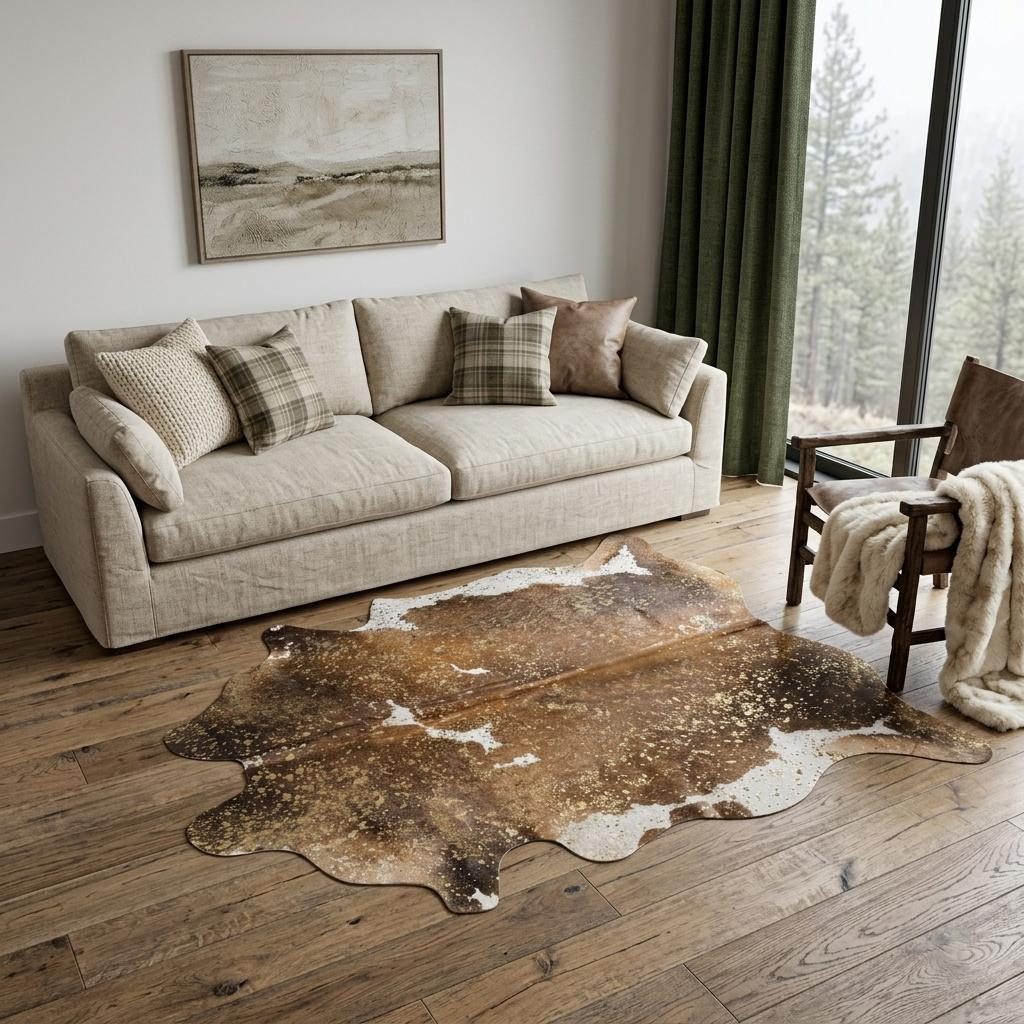 5′ X 7′ Brown and White Cowhide Area Rug III