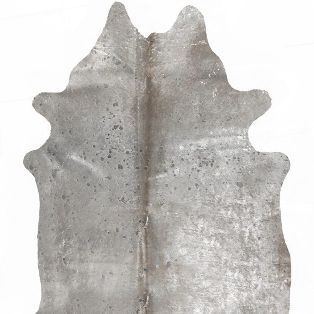 5′ X 7′ Gray and Silver Cowhide Area Rug