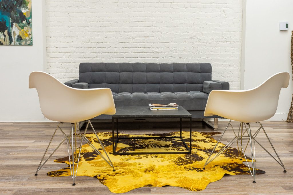 6′ X 7′ Yellow and Brown Cowhide Area Rug