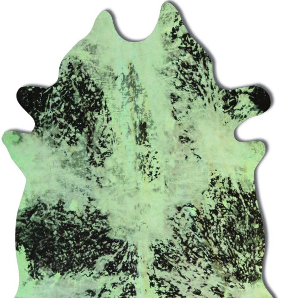 6′ X 7′ Green and Black Cowhide Area Rug