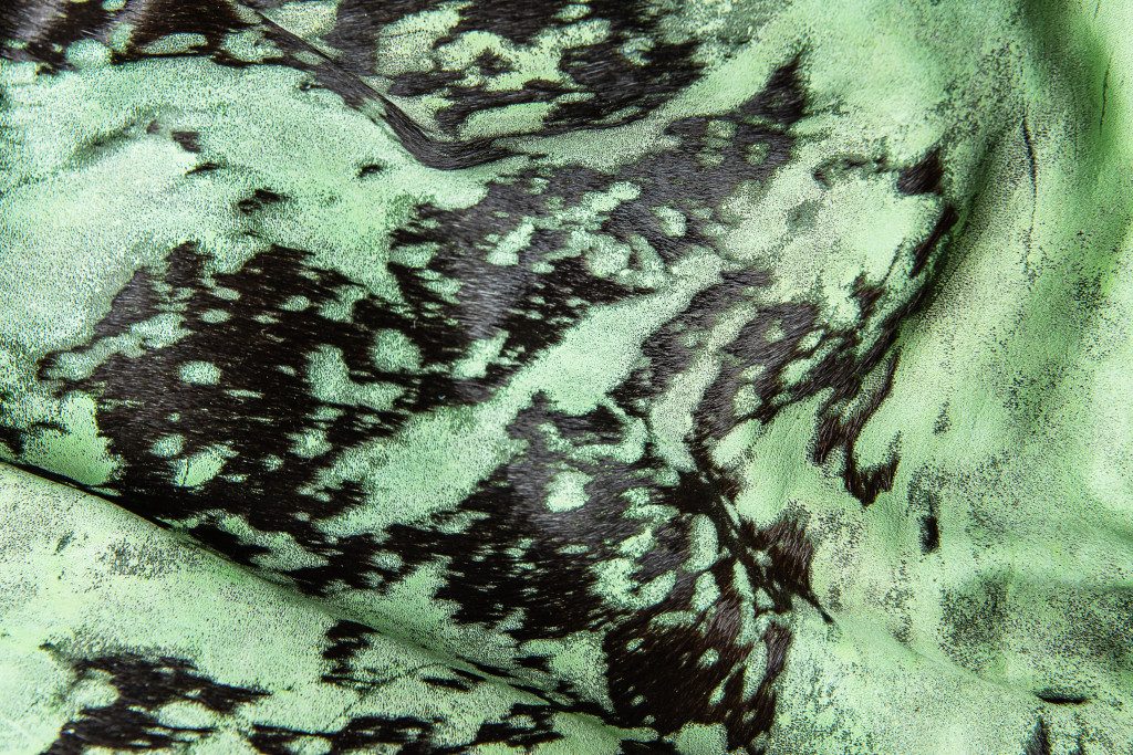 6′ X 7′ Green and Black Cowhide Area Rug