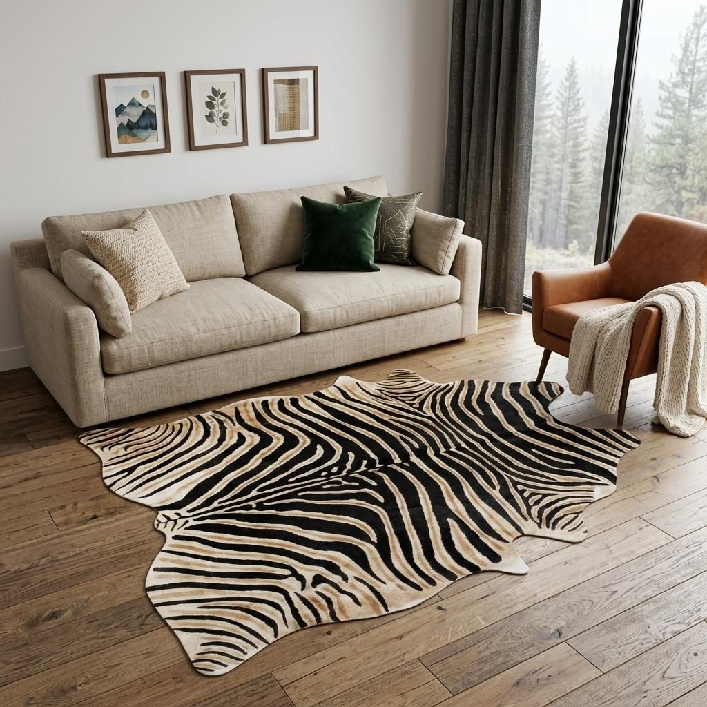 6′ X 7′ Brown and Black Cowhide Area Rug