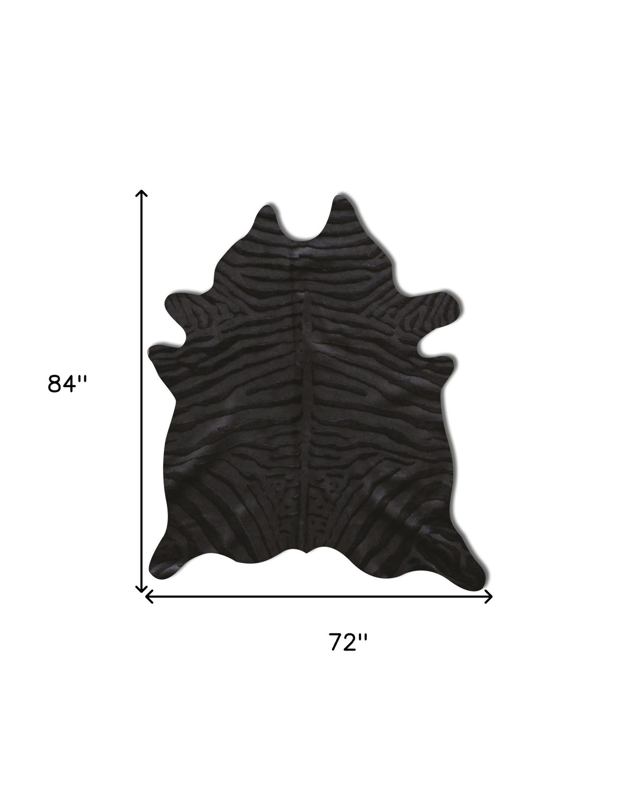 5′ X 7′ Black Cowhide Hand Knotted Area Rug