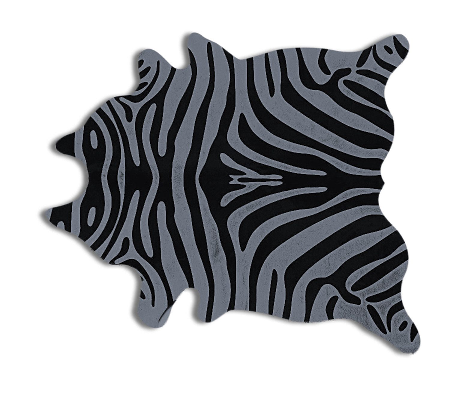 6′ X 7′ Gray and Black Zebra Cowhide Area Rug