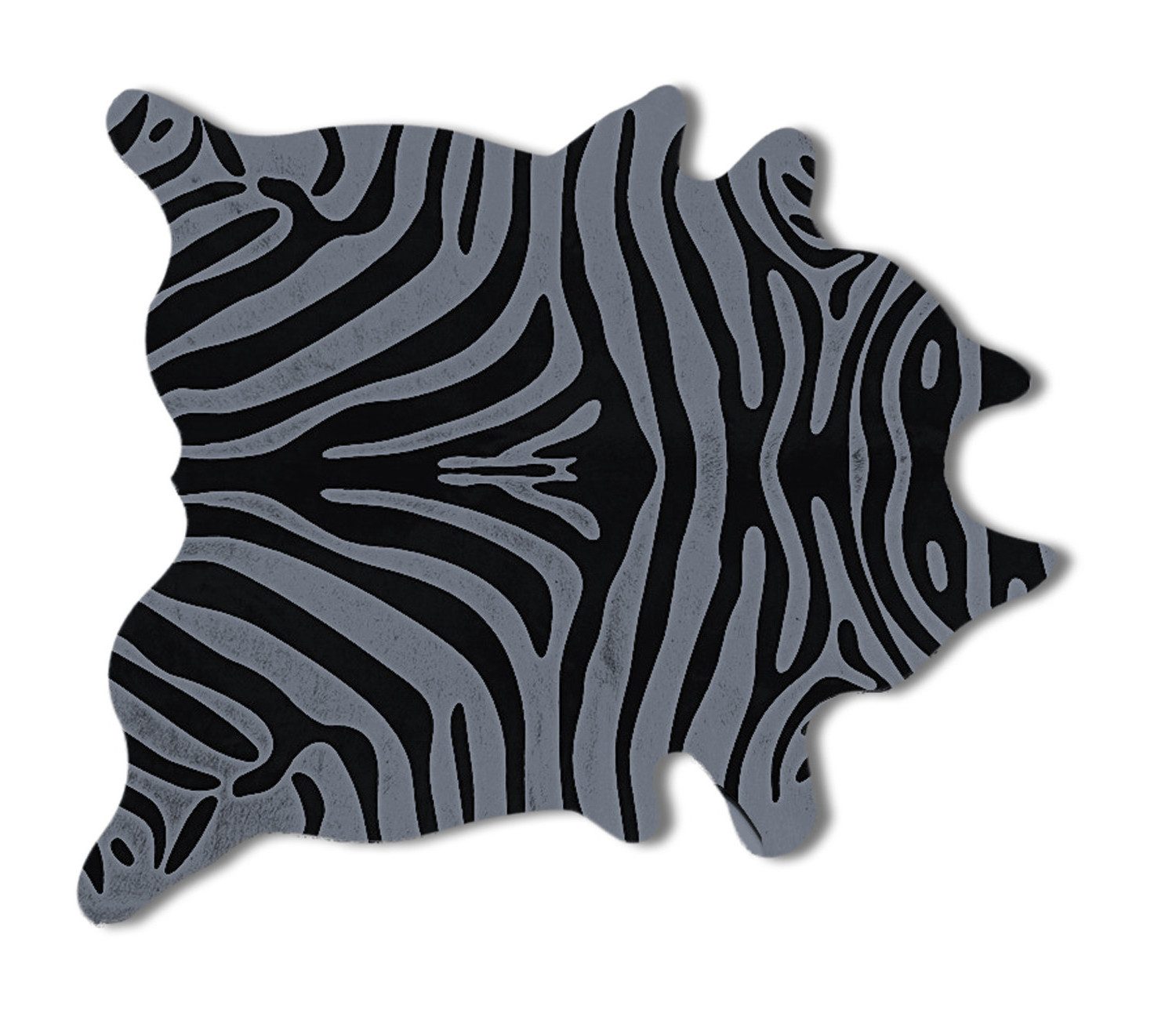 6′ X 7′ Gray and Black Zebra Cowhide Area Rug