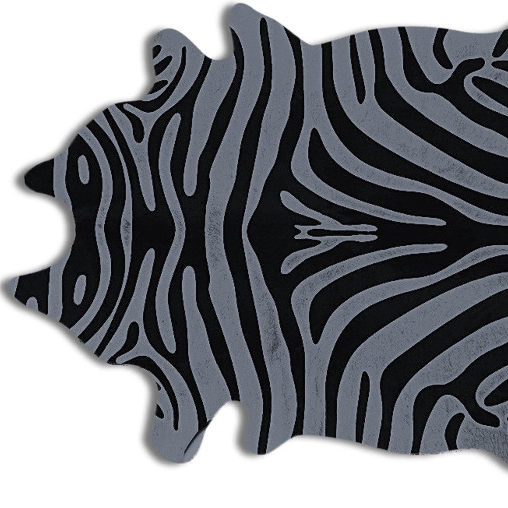 6′ X 7′ Gray and Black Zebra Cowhide Area Rug